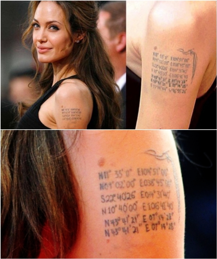 These Are The Meanings Of The Enigmatic Tattoos Of Angelina Jolie Code List Kulturaupice