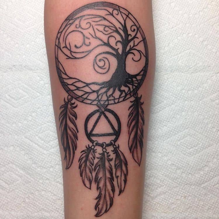tree dreamcatcher tattoos