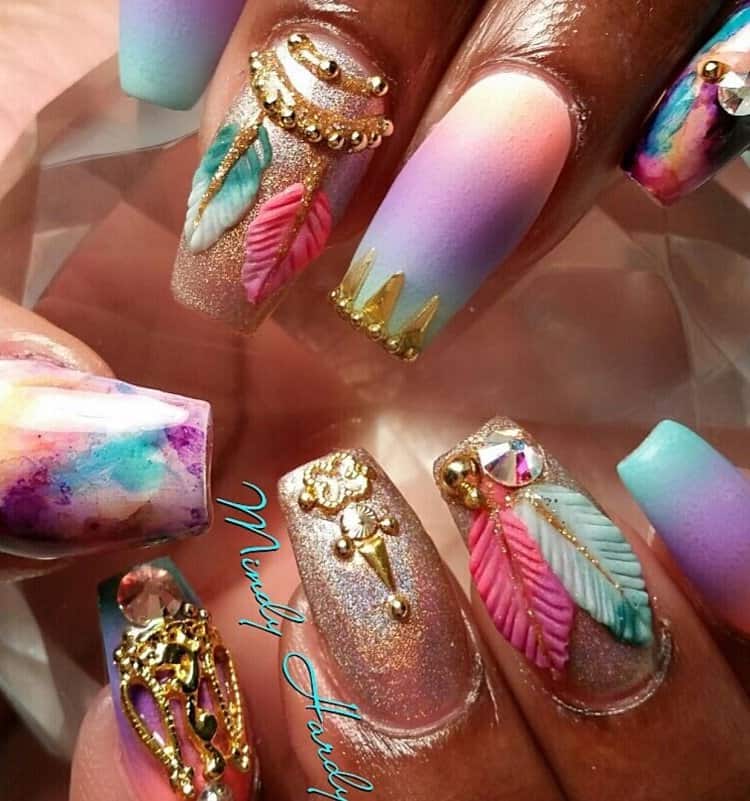 25 Beautiful Feather Nail Designs To Blow You Away
