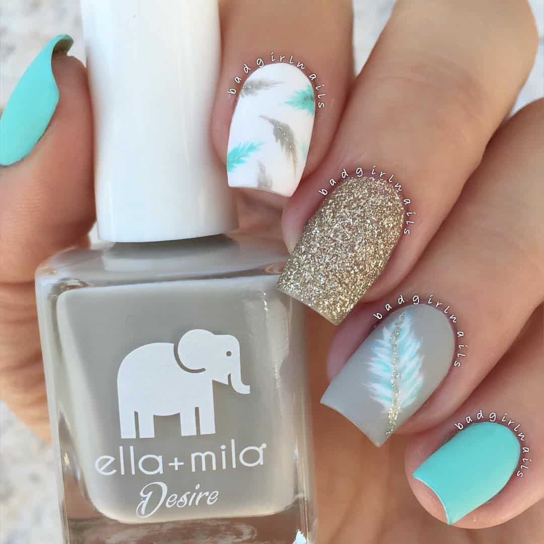 25 Beautiful Feather Nail Designs To Blow You Away