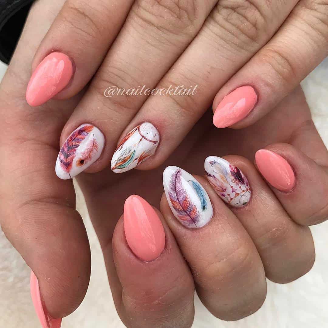 25 Beautiful Feather Nail Designs To Blow You Away