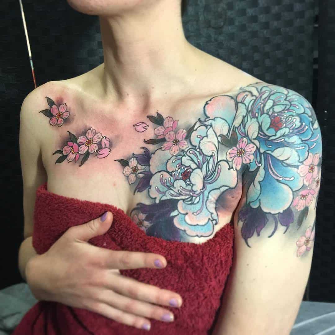 Women Chest Tattoos